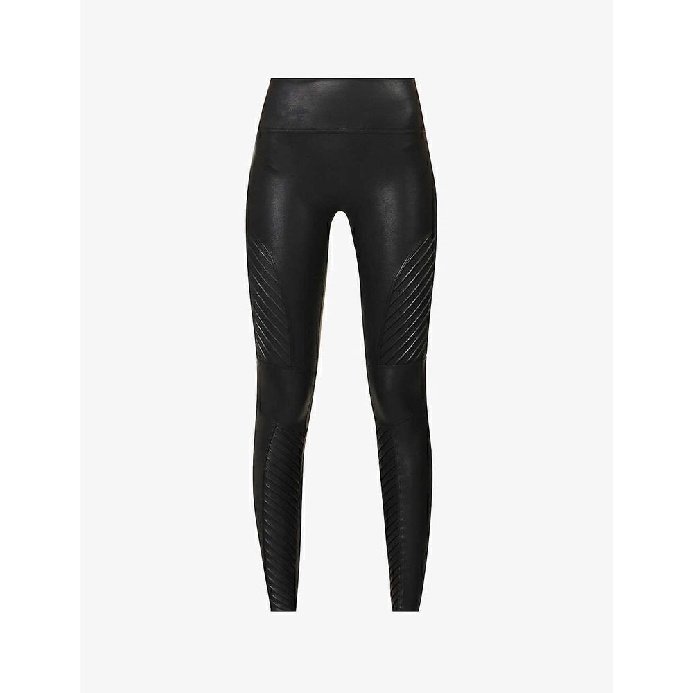 Spanx Women's Faux Leather Moto Leggings Textured Shaping Stretch Black - Picture 5 of 12